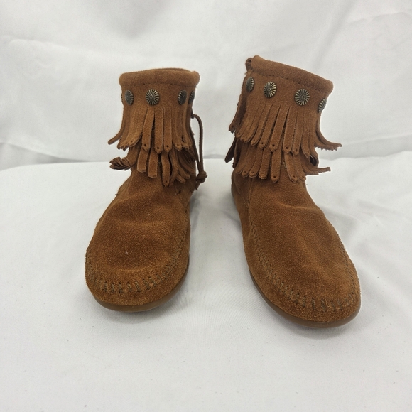 Minnetonka women's 692 Double Fringe Side Zip Boots sz 6 - Picture 3 of 9